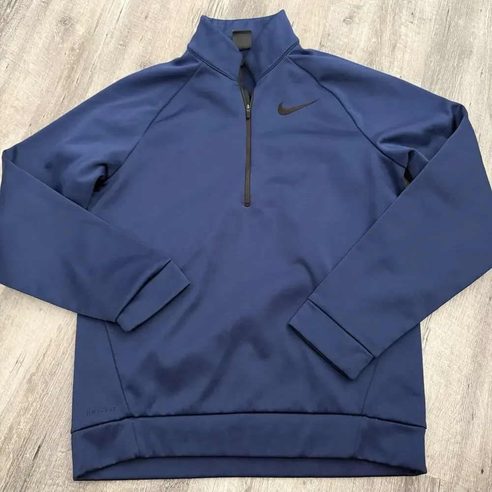 NIKE Dri-Fit 1/4 Zip Pullover Mens Small Blue Therma Fleece AQ5253-429